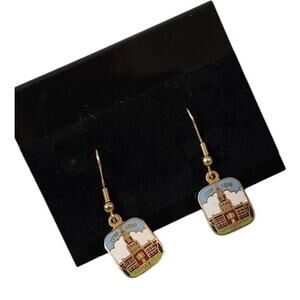 Independence Hall Gold Dangle Earrings Pennsylvania Political American